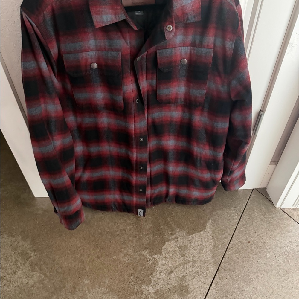 Free Country Men's Plaid Shirt Jacket - Red and Black